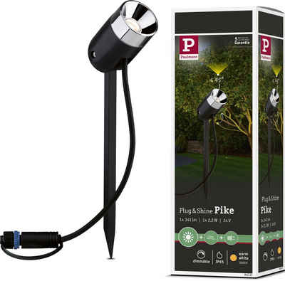Paulmann LED Gartenstrahler Outdoor Plug & Shine SpotlightPike, Plug & Shine, LED fest integriert, Warmweiß, 3000K 24V Anthrazit