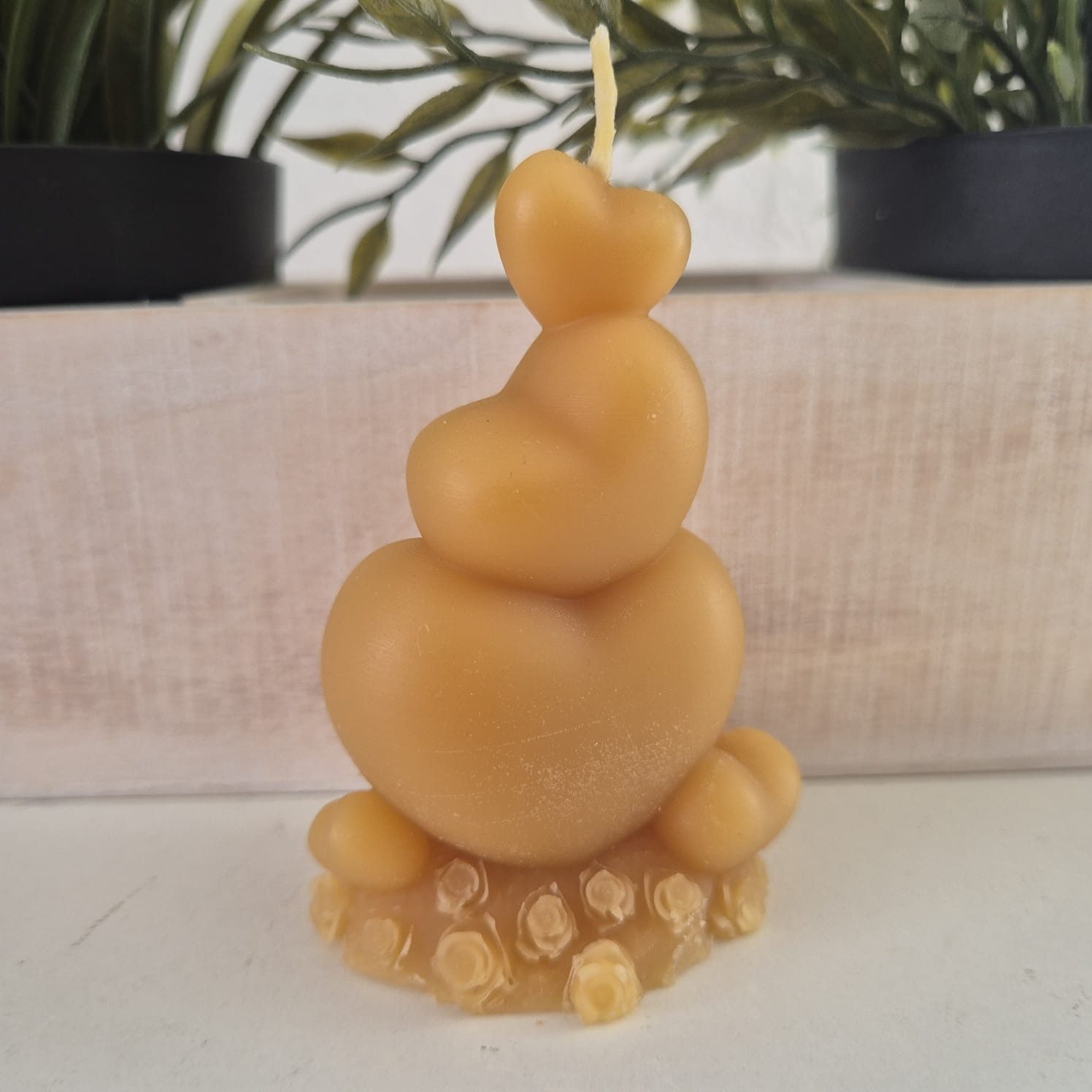 Aspinaworld Bienenwachskerze Herz Kerze 8 cm – Kerze aus Bienenwachs