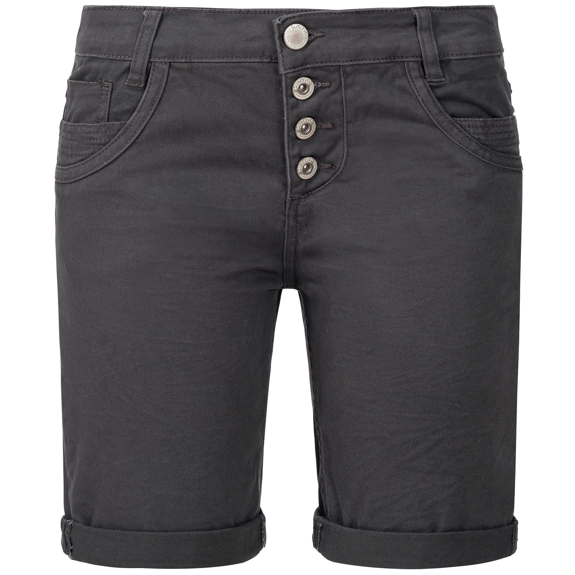 SUBLEVEL Shorts Damen Bermudas kurze Hose Baumwolle Jeans Sommer Chino Stoff Elastisch, Flex, Bequem