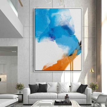 DOTCOMCANVAS® Leinwandbild Dialogue of wise men, Leinwandbild blau weiß orange moderne abstrakte Kunst Druck Wandbild