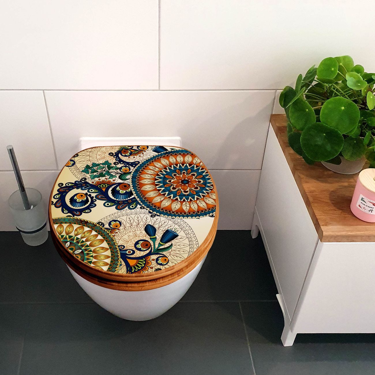 banjado WC-Sitz aus Bambus Motiv Modernes Mandala (umweltfreundliches Mater günstig online kaufen