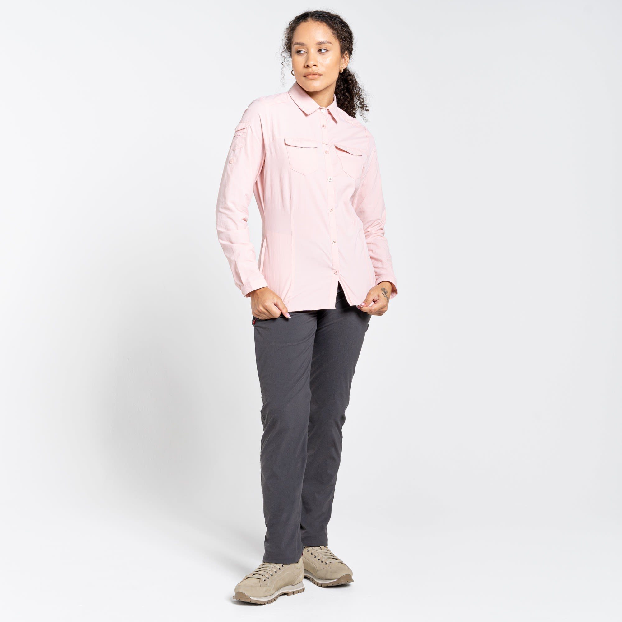 Craghoppers Langarmshirt Craghoppers W Nosilife Adventure Bluse Langarm Clay Pink Ii