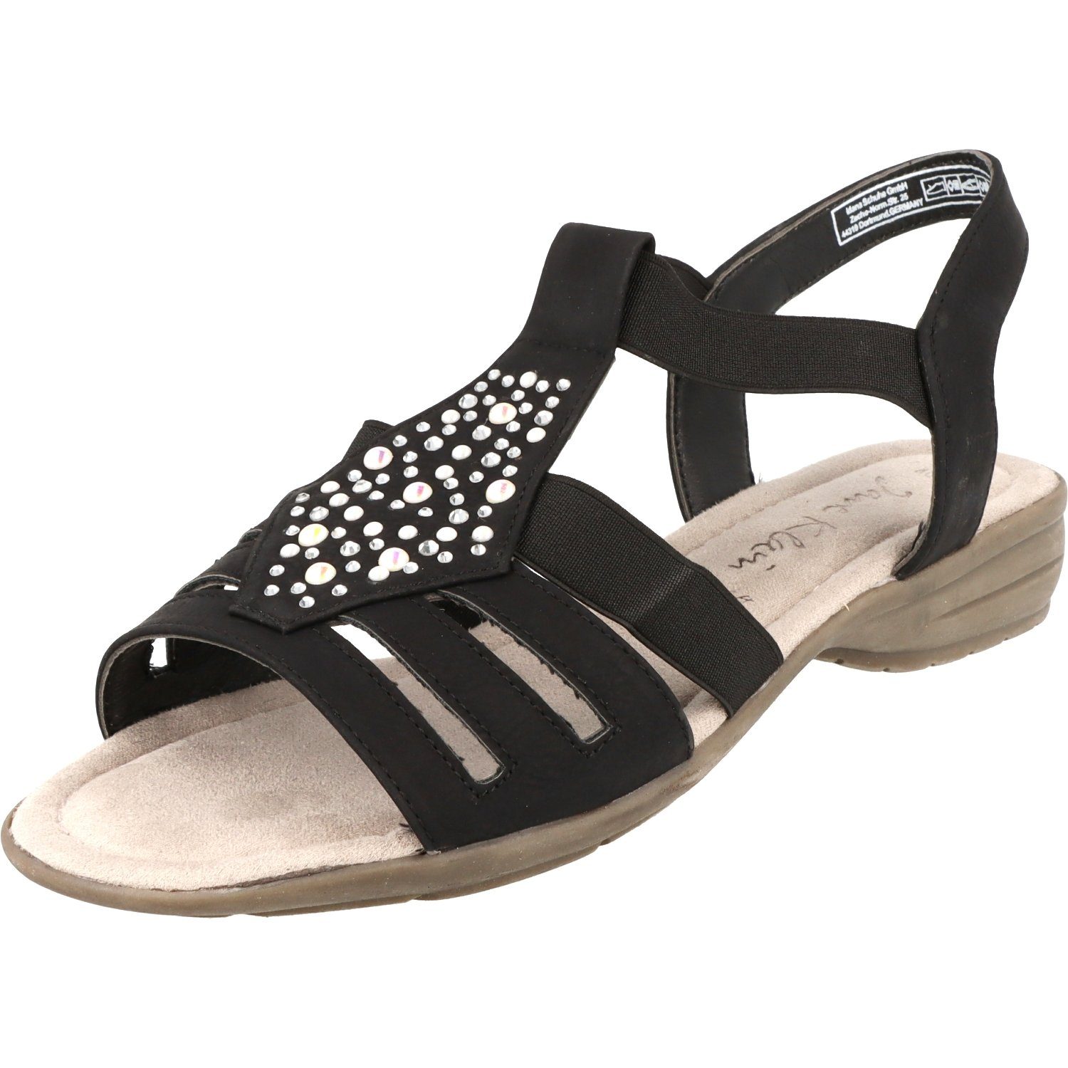 Jane Klain 282-338 Damen Sommer Schuhe Pumps Slipper mit Glitzersteine  T-Strap-Sandalette