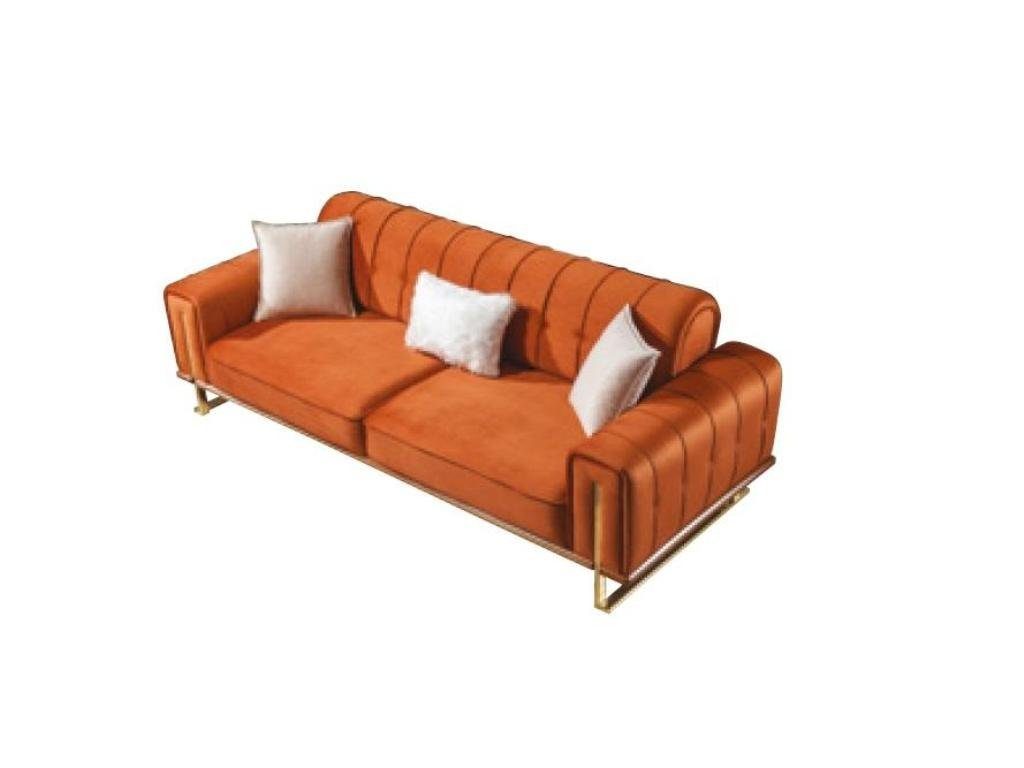 JVmoebel Sofa Oranger 3 Sitzer in Couch Made Europe Design Chesterfield Dreisitzer Luxus Möbel