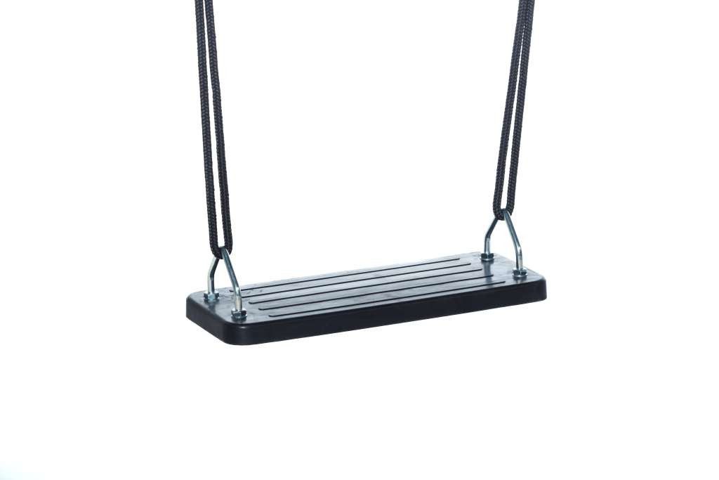 DICE Schaukelsitz Gummi-Schaukelsitz in schwarz mit Metalleinsatz und schwarzem Seil, passend für BERG Playbase