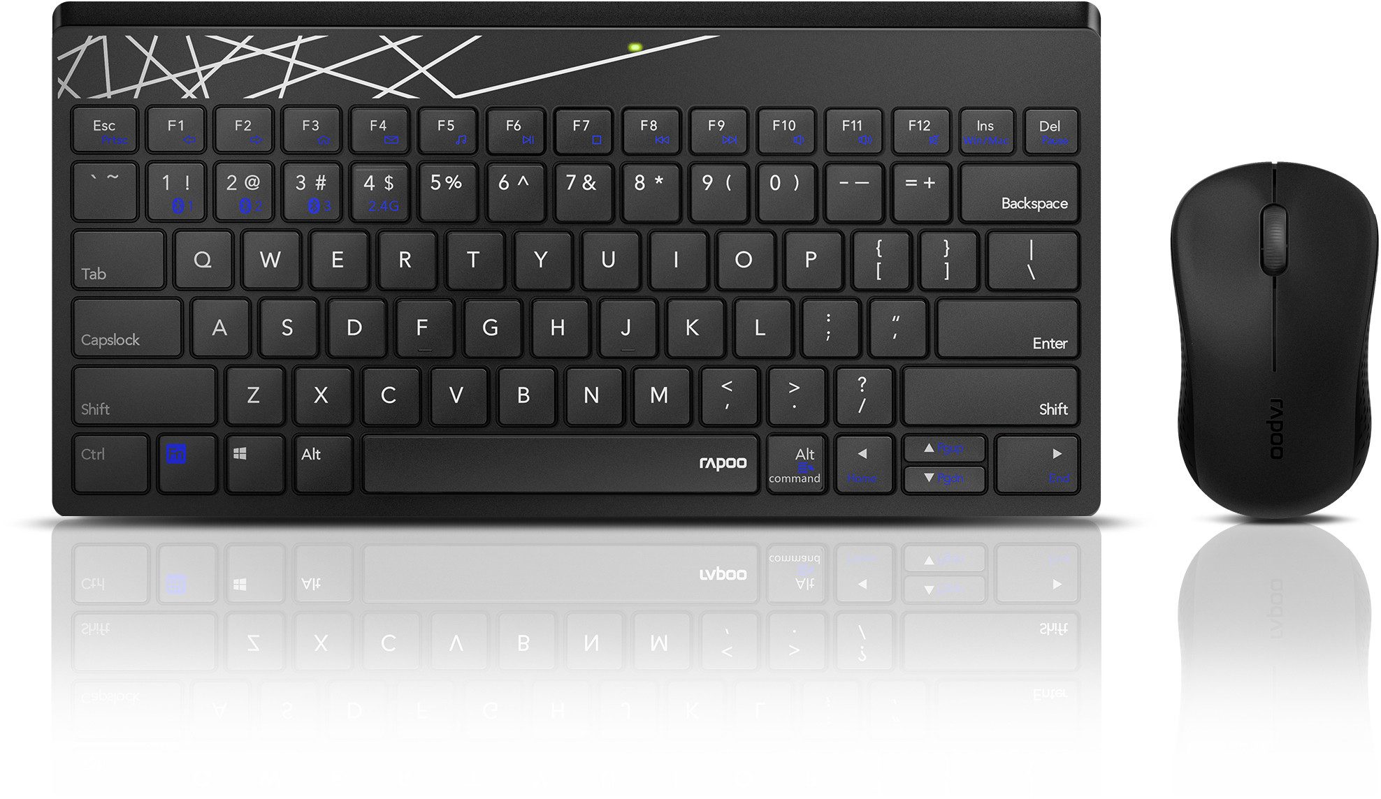 Rapoo 8000M - DE Wireless Combo, Multi-Mode, Kompaktes, Kabelloses Tastatur- und Maus-Set, Flexibilität und Komfort für Büro & Zuhause