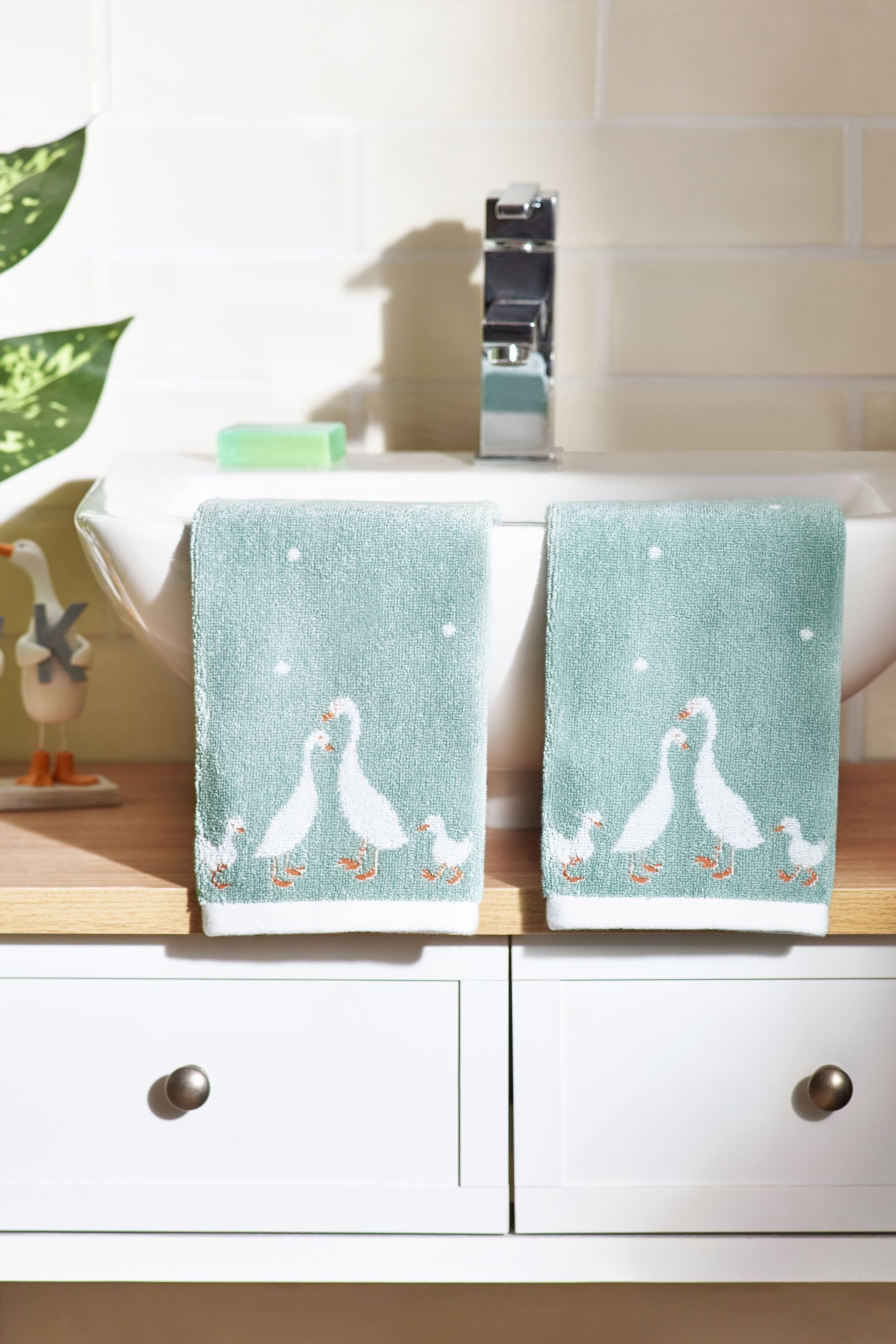 Waschlappen Gesichtswaschlappen Gänse 2er-Set