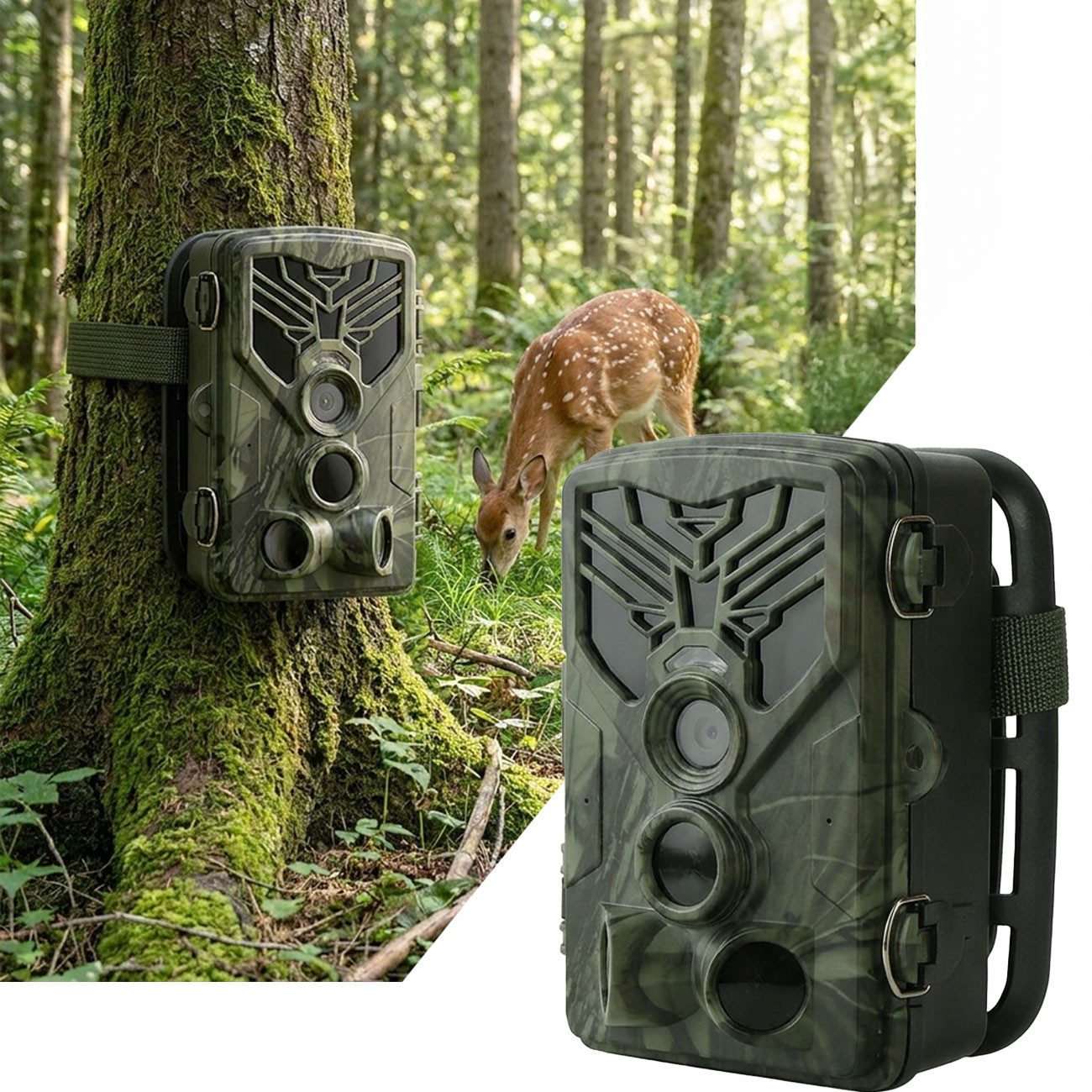 Casativo Wildkamera WLAN-Liveübertragung, 2 PIR, Nachtsicht & 8 Mon. Stand-by (1-tlg., 4K-UHD-Wildkamera)