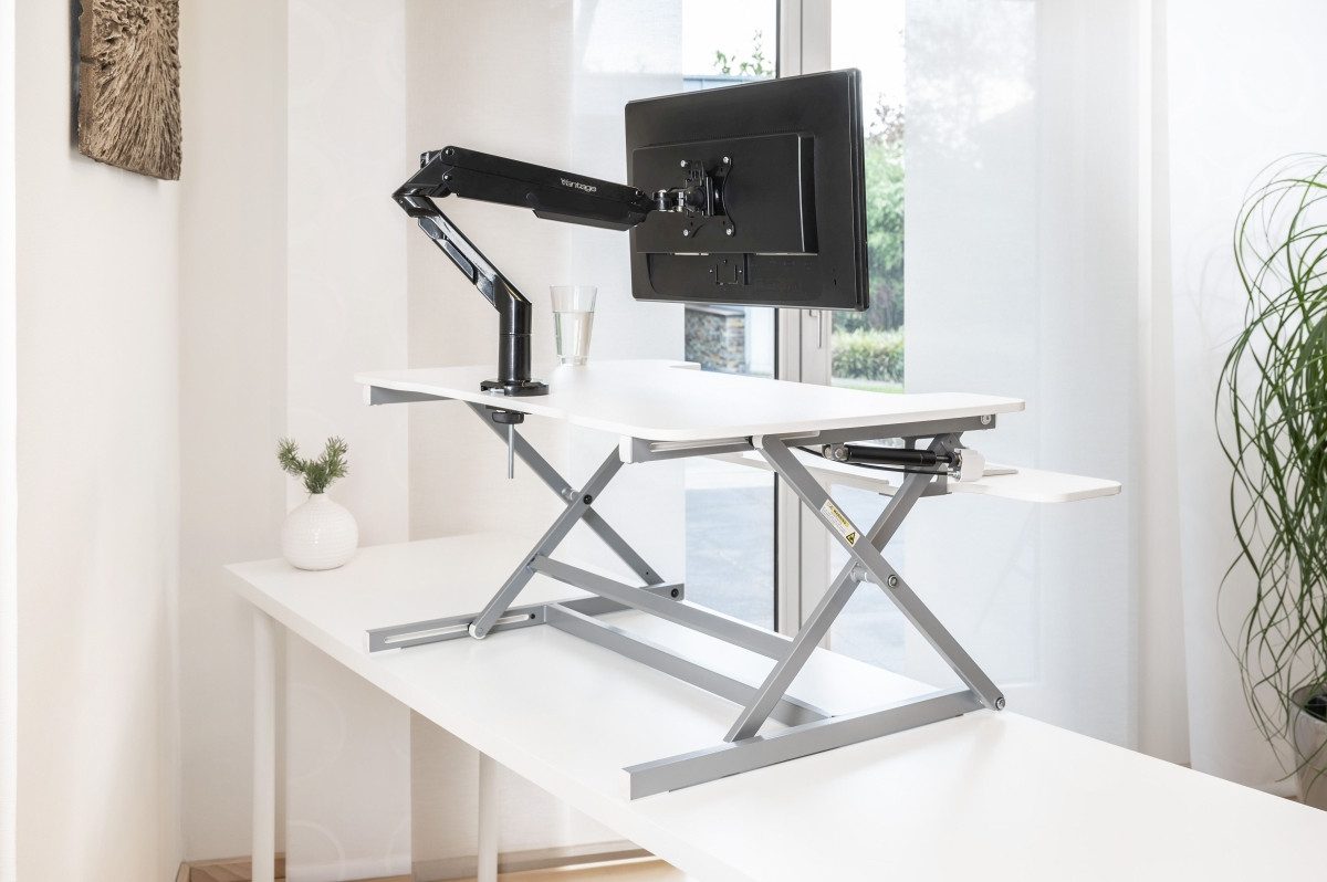 NOVUS Computertisch Sitz-Steh-Kombination Vantage Flexdesk lichtgrau