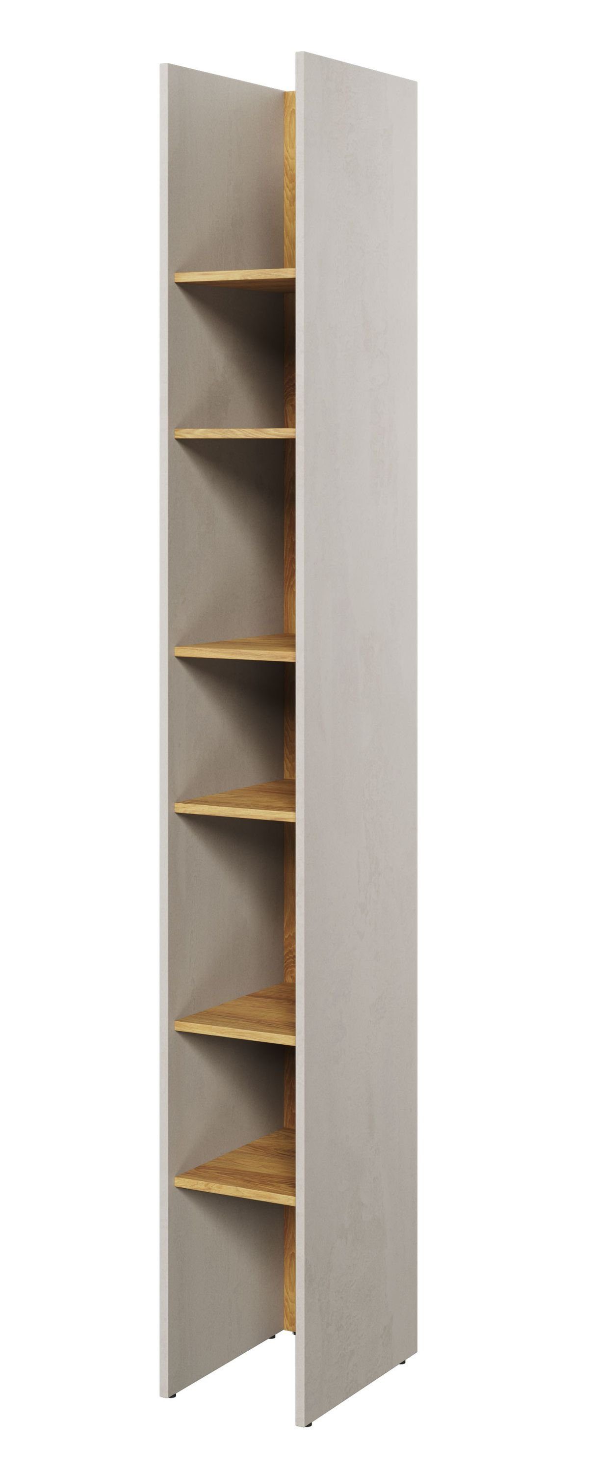 Natur Bücherregal Hickory Feldmann-Wohnen betonfarben 27x40x218cm Teen Flex,