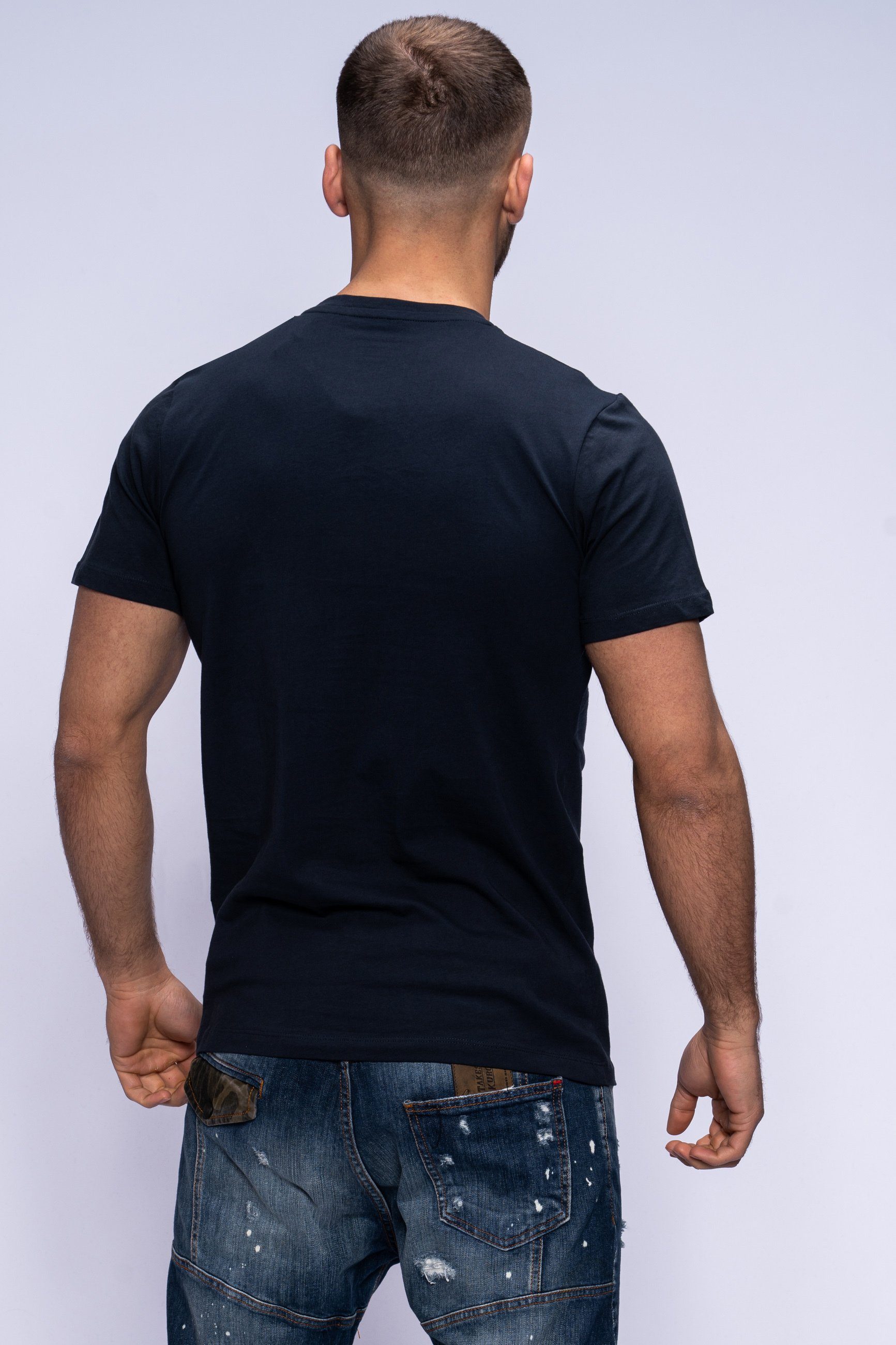 Jack & Jones Print-Shirt ELEMENTS TEE SS CREW NECK Kurzarmshirt aus Baumwolle Stretch Shirt Baumwoll-Jersey Logo Druck