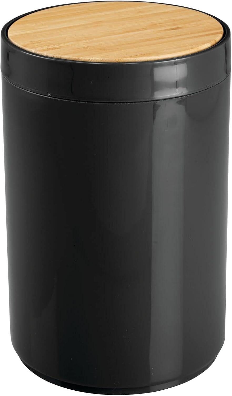mDesign Badaccessoire-Set mDesign Mlleimer Abfalleimer Papierkorb 5L  Deckel Bambus Kunststoff