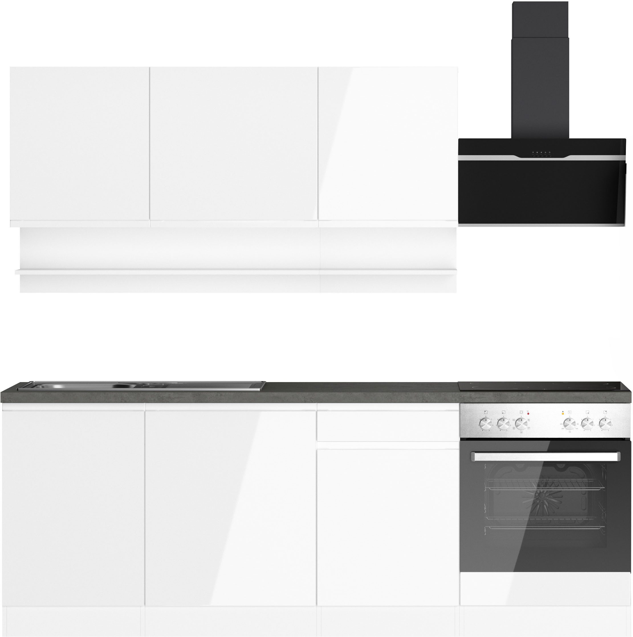 KOCHSTATION Küchenzeile KS-Virginia,neu in verbesserter Ausführung, Breite 220 cm, Soft-Close, wahlweise mit E-Geräten. Reduzierter Preis € 899,99. Unverbindliche Preisempfehlung € 1.589,00