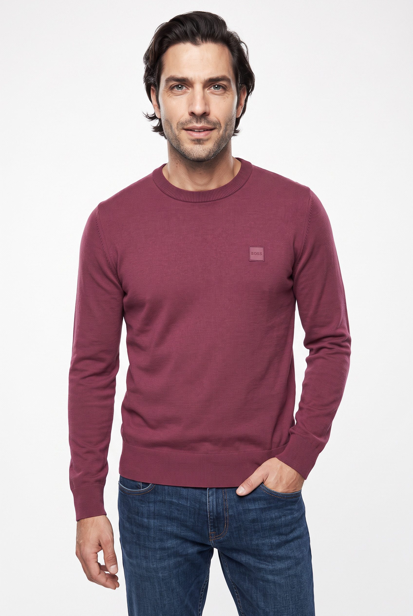 BOSS ORANGE Strickpullover Kanovano Cotton Cashmere mit Rundhalsausschnitt