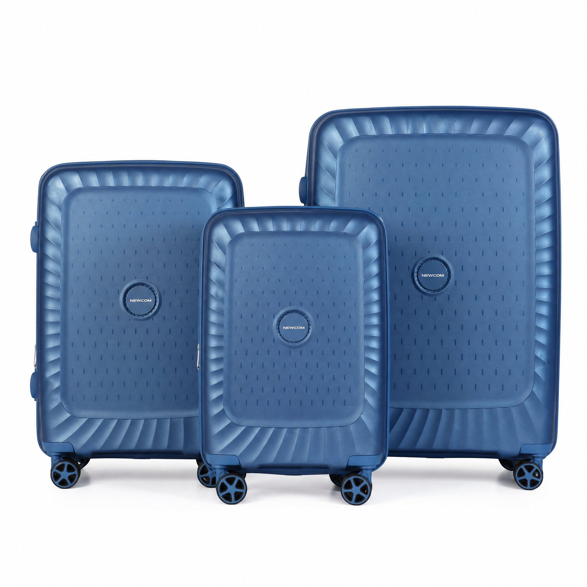 Super Solu Kofferset Hartschalenkoffer Set (M,L,XL) aus PP-Polypropylen, Erweiterbar, TSA, 4 Rollen, (Koffer Set, 3 tlg., Blau), Robustes Öko-PP, Diebstahlschutz, Dehnfalte & Alu-Stange