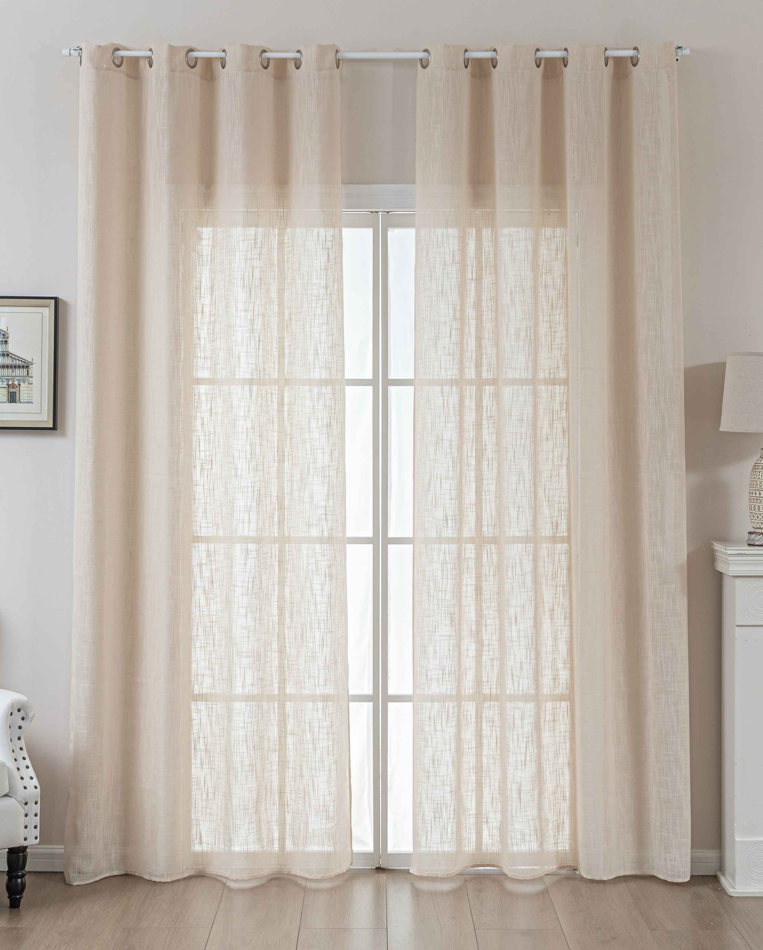 Gardinenbox Gardine (2 St), Ösen, halbtransparent, Polyester, Grobfaser »Seoul« Linenlook-Struktur 2024110-2
