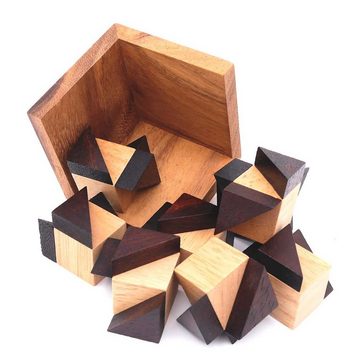 ROMBOL Denkspiele Spiel, 3D-Puzzle Octagon, anspruchsvolles 3D Puzzle mit 8 Würfeln, Holzspiel