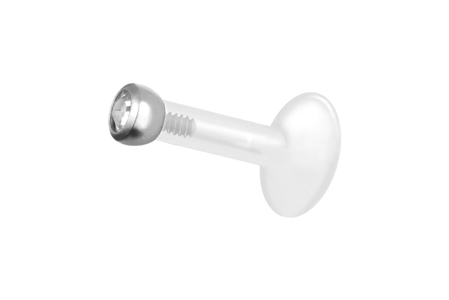 PIERCINGLINE Piercing-Set PTFE Labret mit Innengewinde + Titan-Aufsatz KRISTALL (Labrets, 1-tlg)