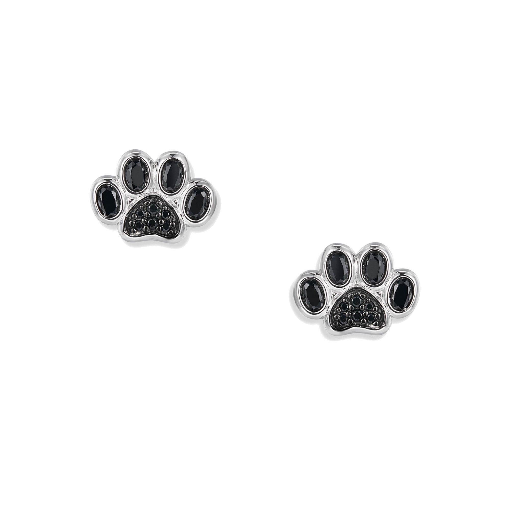 Seinerzeit FLORA & FAUNA Paar Ohrstecker Black Paw Pfoten Ohrringe, Material: 925 Sterling Silber rhodiniert, geschwärzt