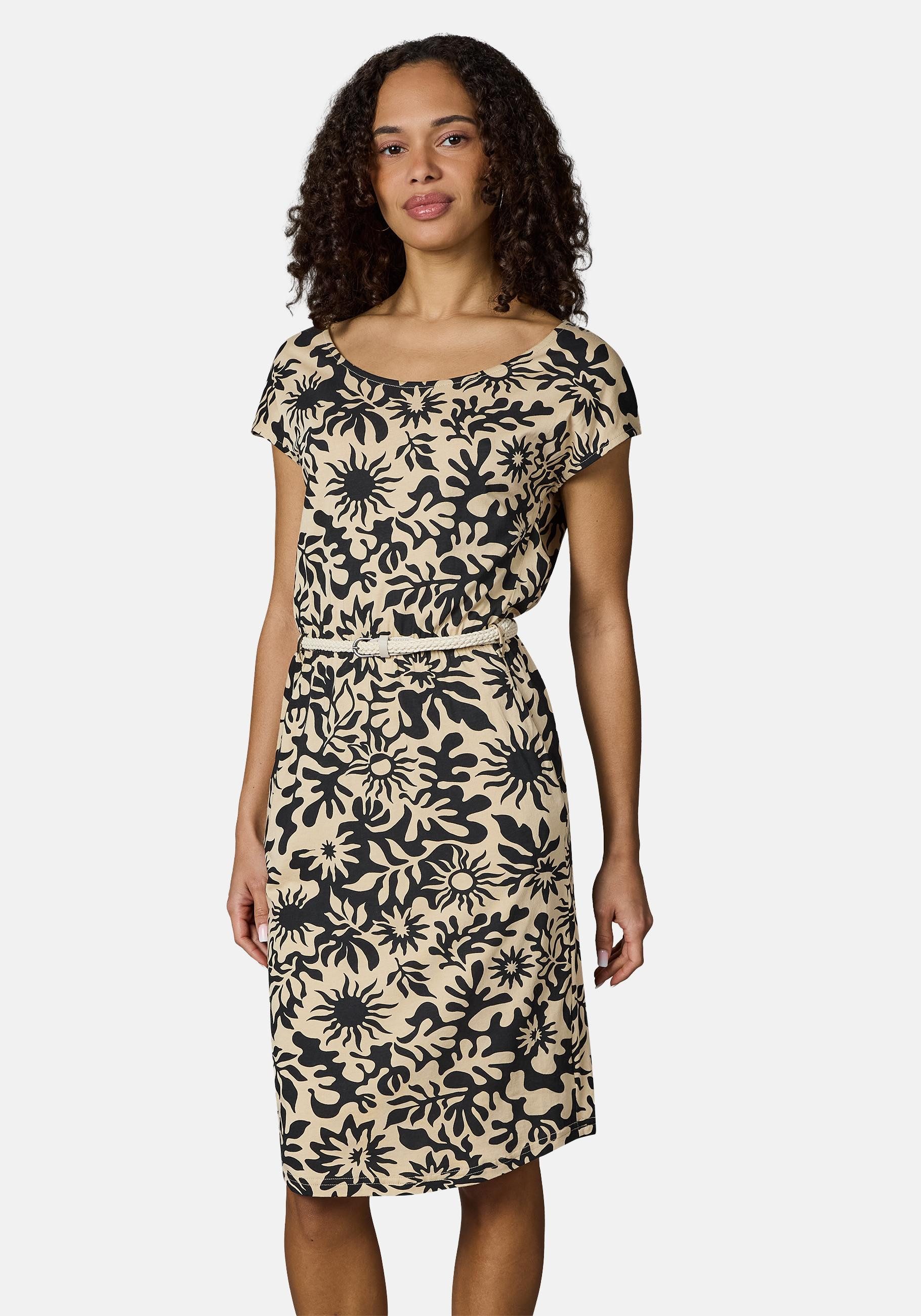 Ragwear Shirtkleid Lilithe YOUMODO Sommerkleid mit Alloverprint und Flechtgürtel