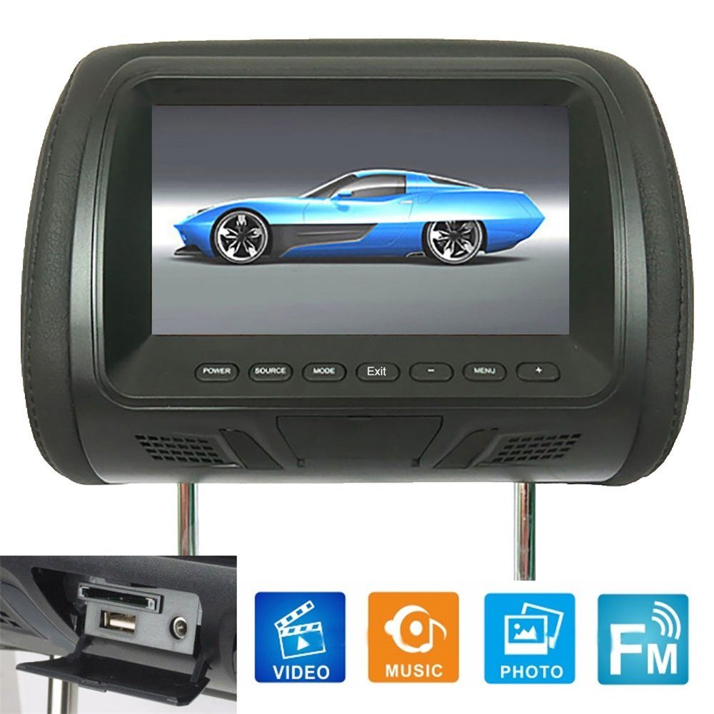 Rutaqian 7Zoll Auto Monitor Rücksitzunterhaltung Multimedia-Spieler Multifunktionsspieler (Riemenantrieb) Grau