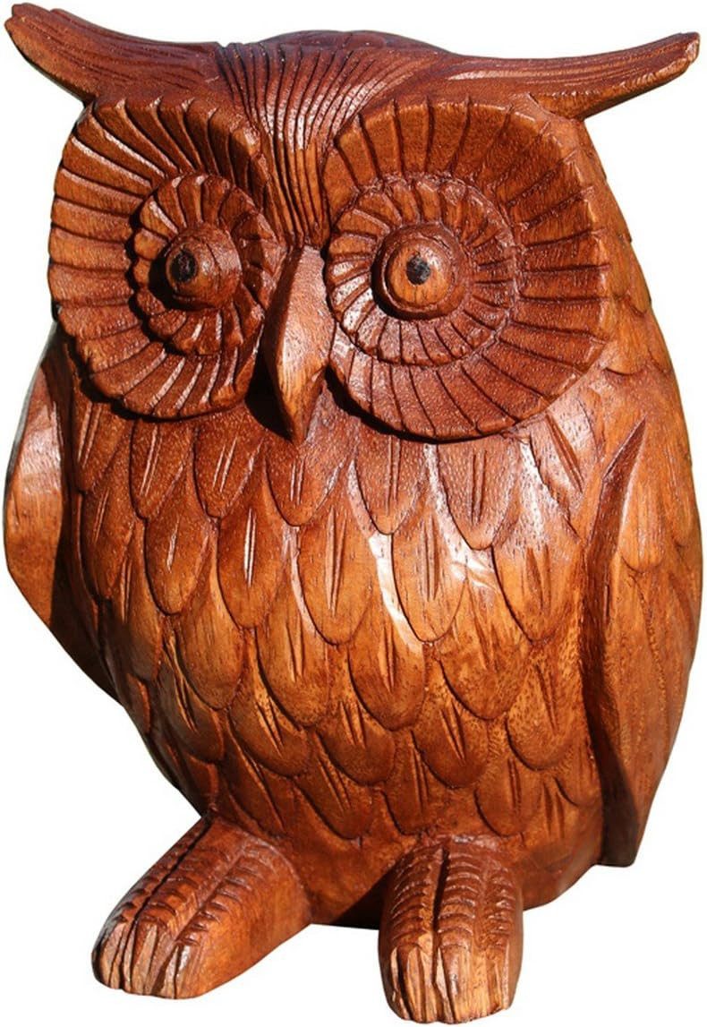 Wogeka Tierfigur massive Eule Holz Figur Dekoration Tier Statue