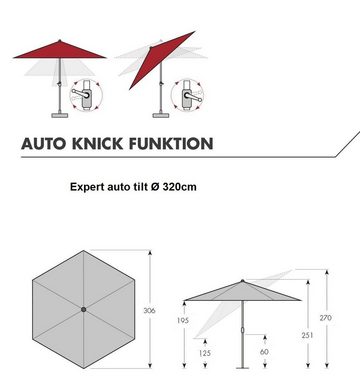 doppler® Sonnenschirm Expert auto tilt 280 cm terracotta, abknickbar, höhenverstellbar
