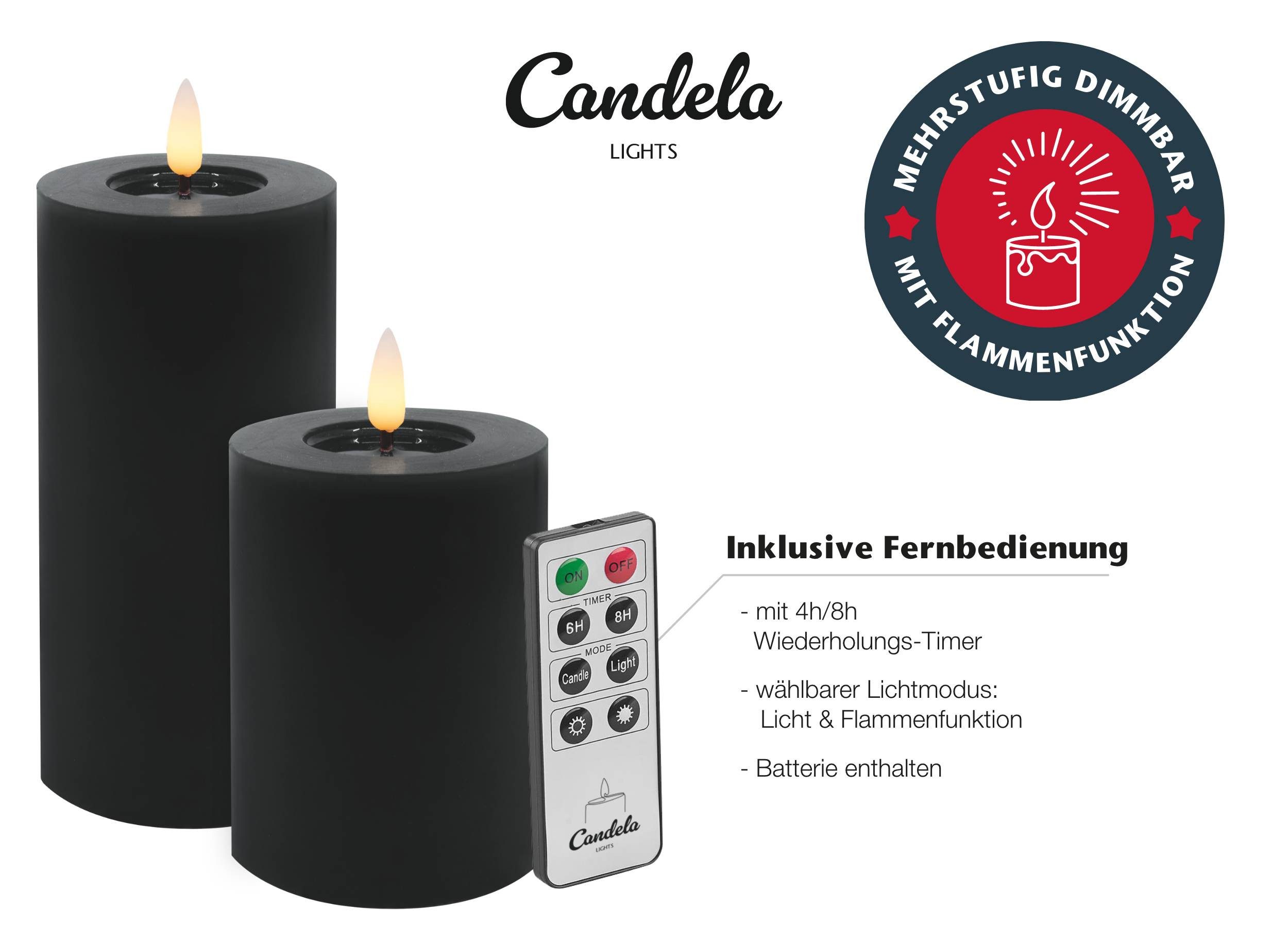 LC Home LED-Kerze Candela Lights LED Kerzen 4er Set Winter glatt Echtwachs (4-tlg) – Bild 5 von 5