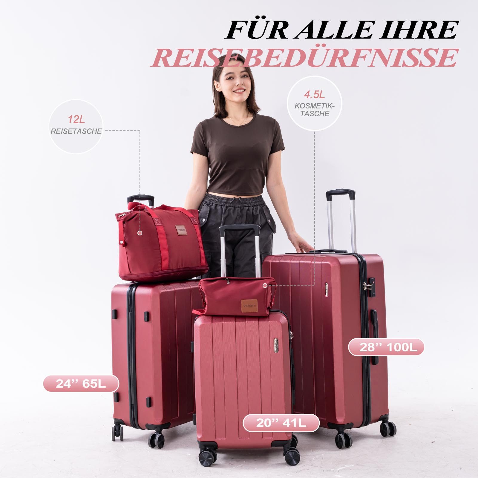 VALLSERO Trolleyset Koffer-Set( M,L,XL) Hartschalen-Koffer, Rollkoffer 5-te günstig online kaufen