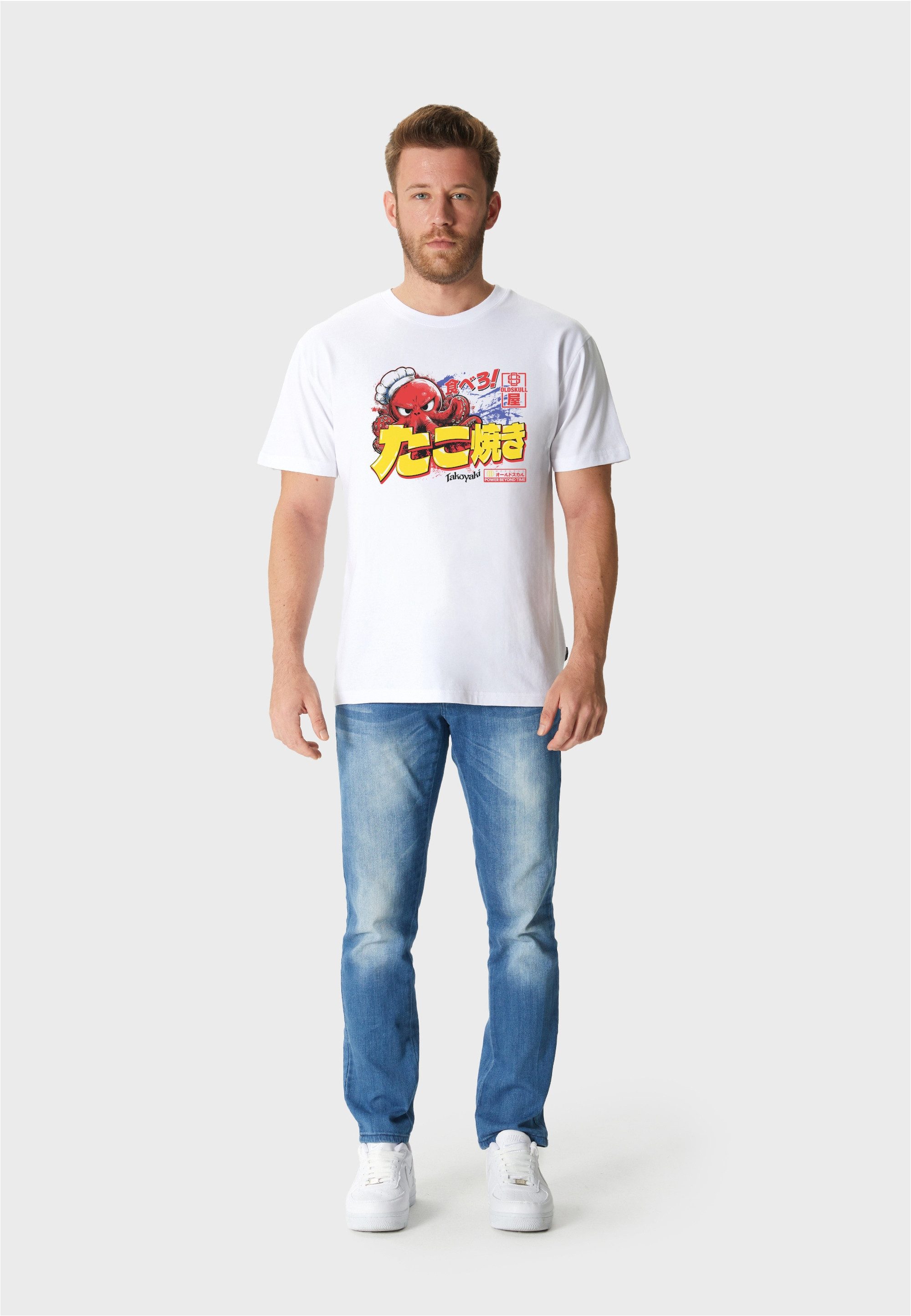 Oldskull T-Shirt Asian Takoyaki Octopus Graphic mit großem Takoyaki-Fotodruck