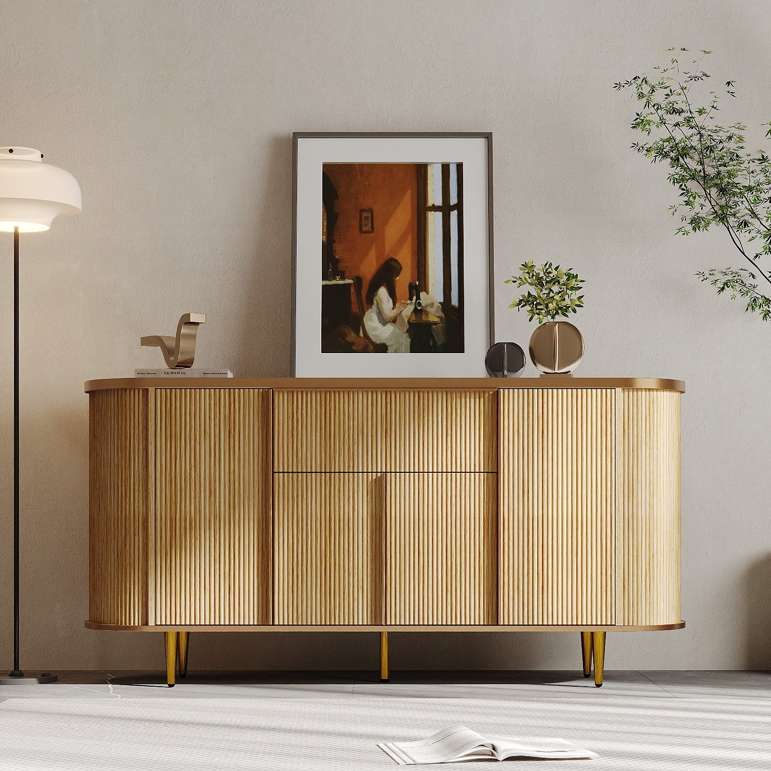 FUFU&GAGA Sideboard Beistellschrank in Holzoptik mit Marmorplatte, MDF, 160 günstig online kaufen