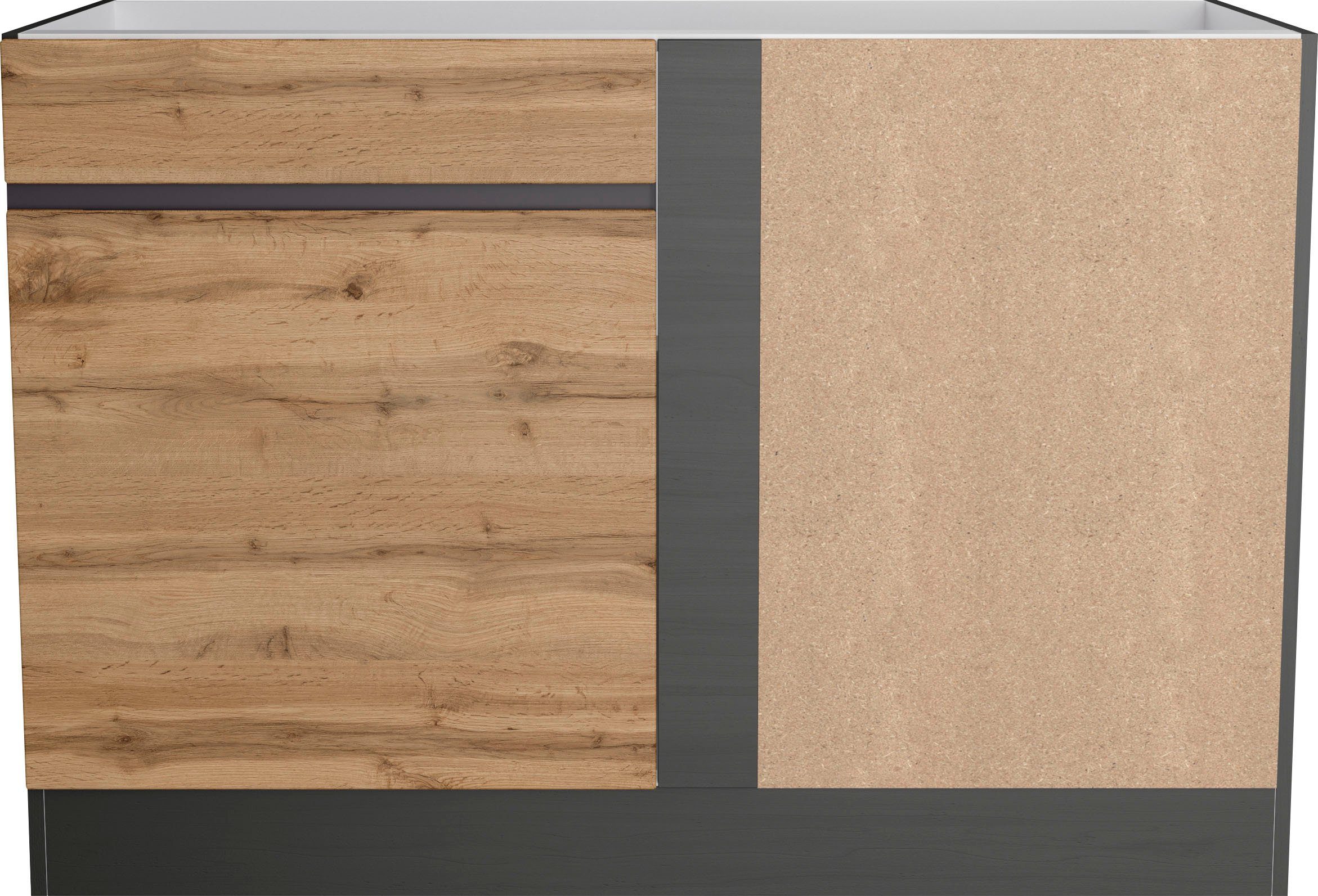 KOCHSTATION Eckunterschrank KS-Riesa Breite 120 cm, MDF-Fronten