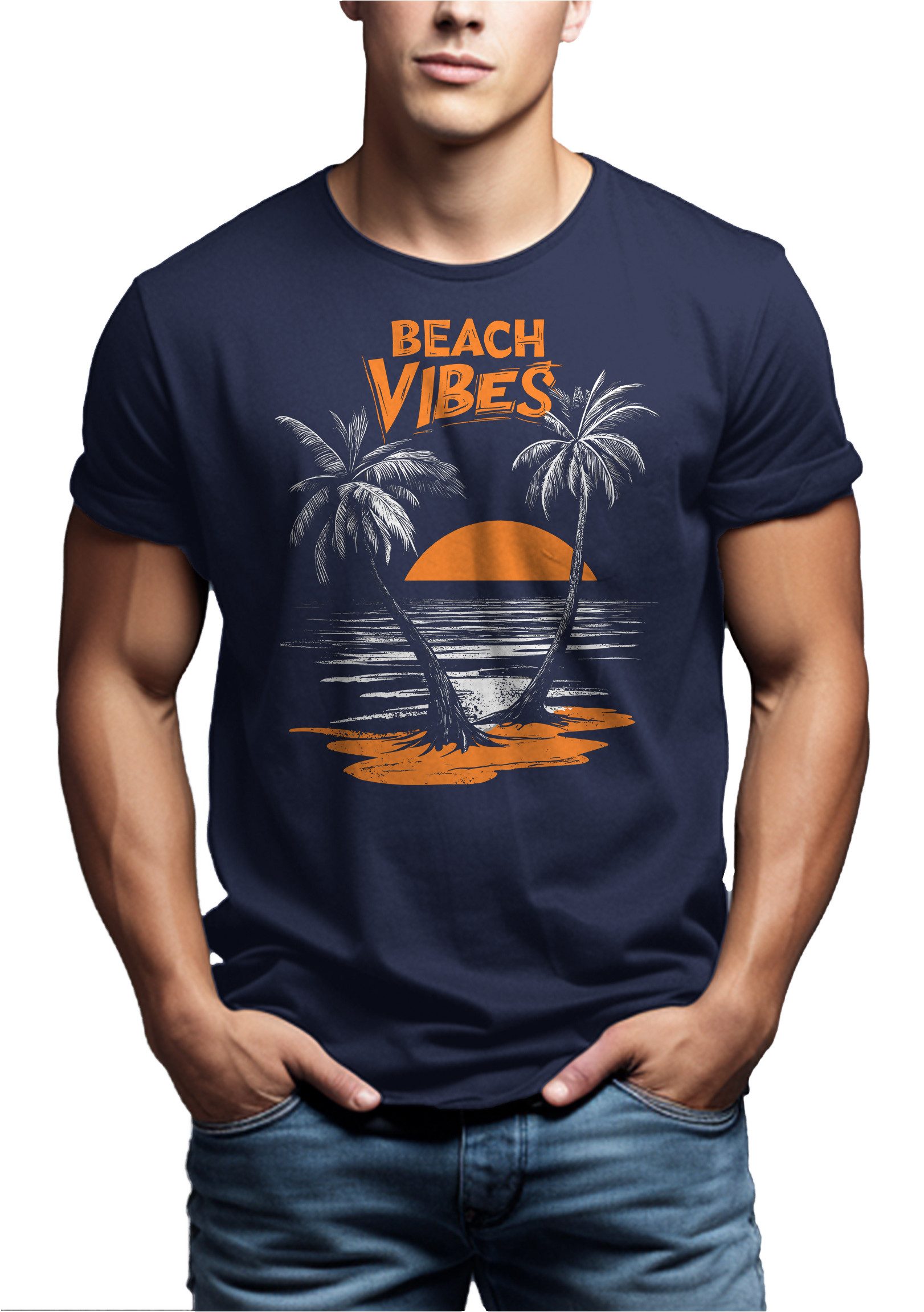 MAKAYA T-Shirt Herrenshirt mit California Beach günstig online kaufen
