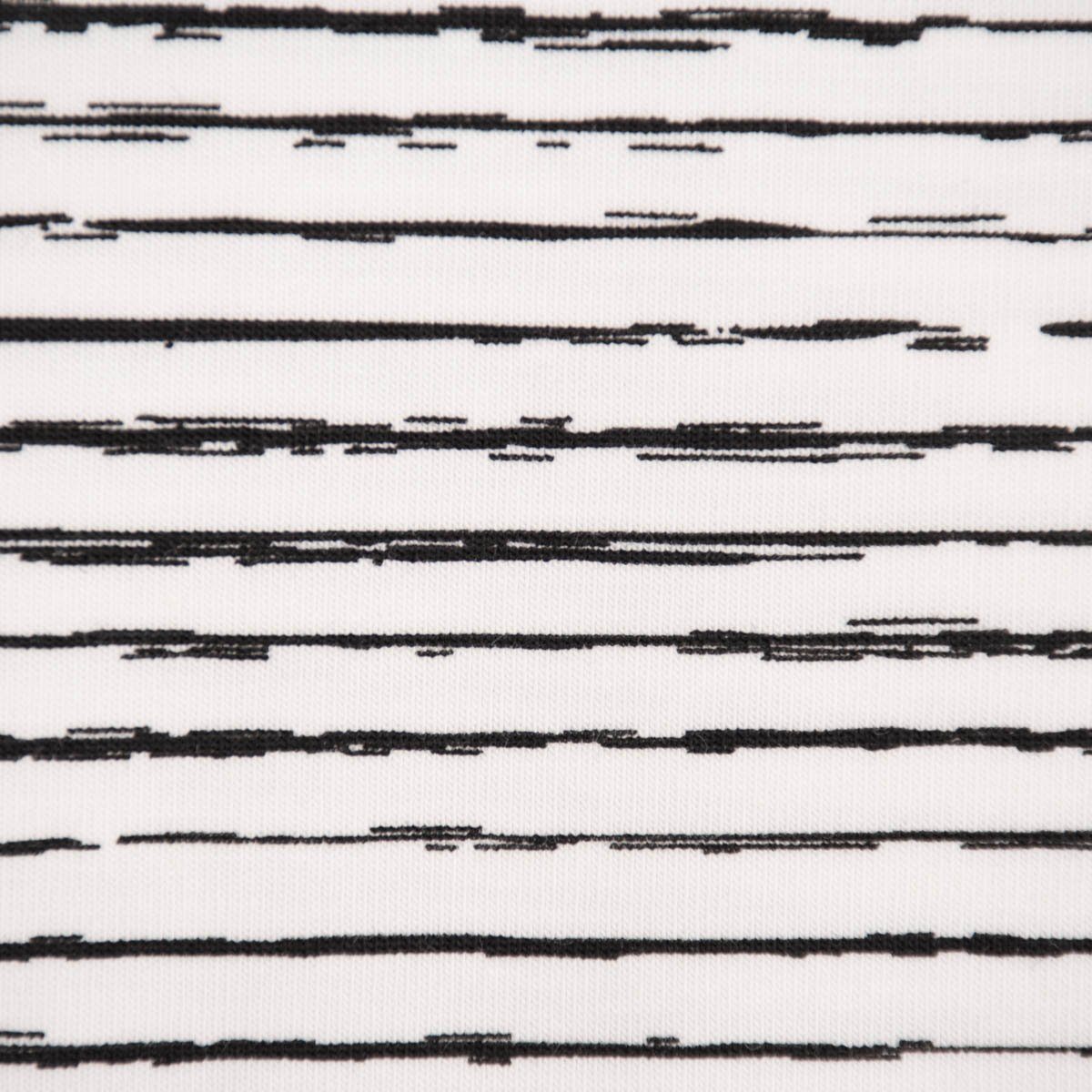 SCHÖNER LEBEN. Stoff Baumwolljersey Jersey Streifen unregelmäßig weiß schwarz 1,45m Breite, allergikergeeignet