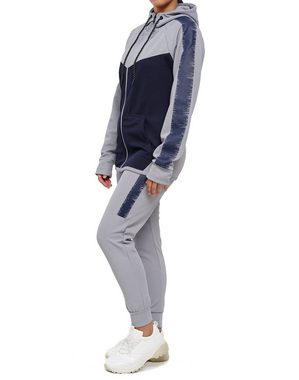 L.gonline Freizeitanzug Damen Jogging-ANZUG, mit Bündchen und Tunnelzug, Trainingsanzug (Kapuzenjacke mit Reißverschluss, Hose, 2-tlg), Fitness Freizeit Casual