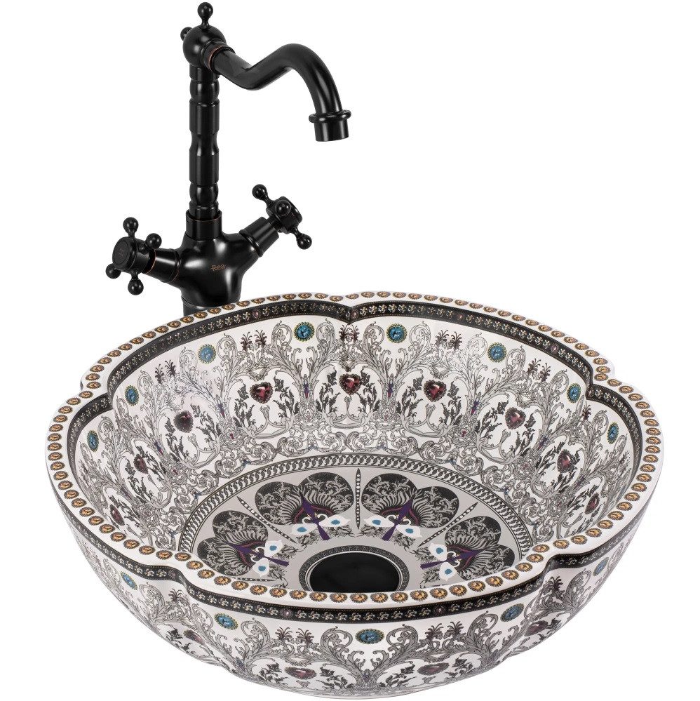 wohnwerk.idee Aufsatzwaschbecken Waschbecken Vintage Blau Orientalisch Bunt günstig online kaufen