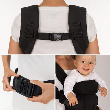 Fillikid Babytrage Fillikid Babytrage Walk 4in1 - Schwarz, Kindertrage Bauchtrage Rückentrage für Babys & Kleinkinder (3,5-15 kg)