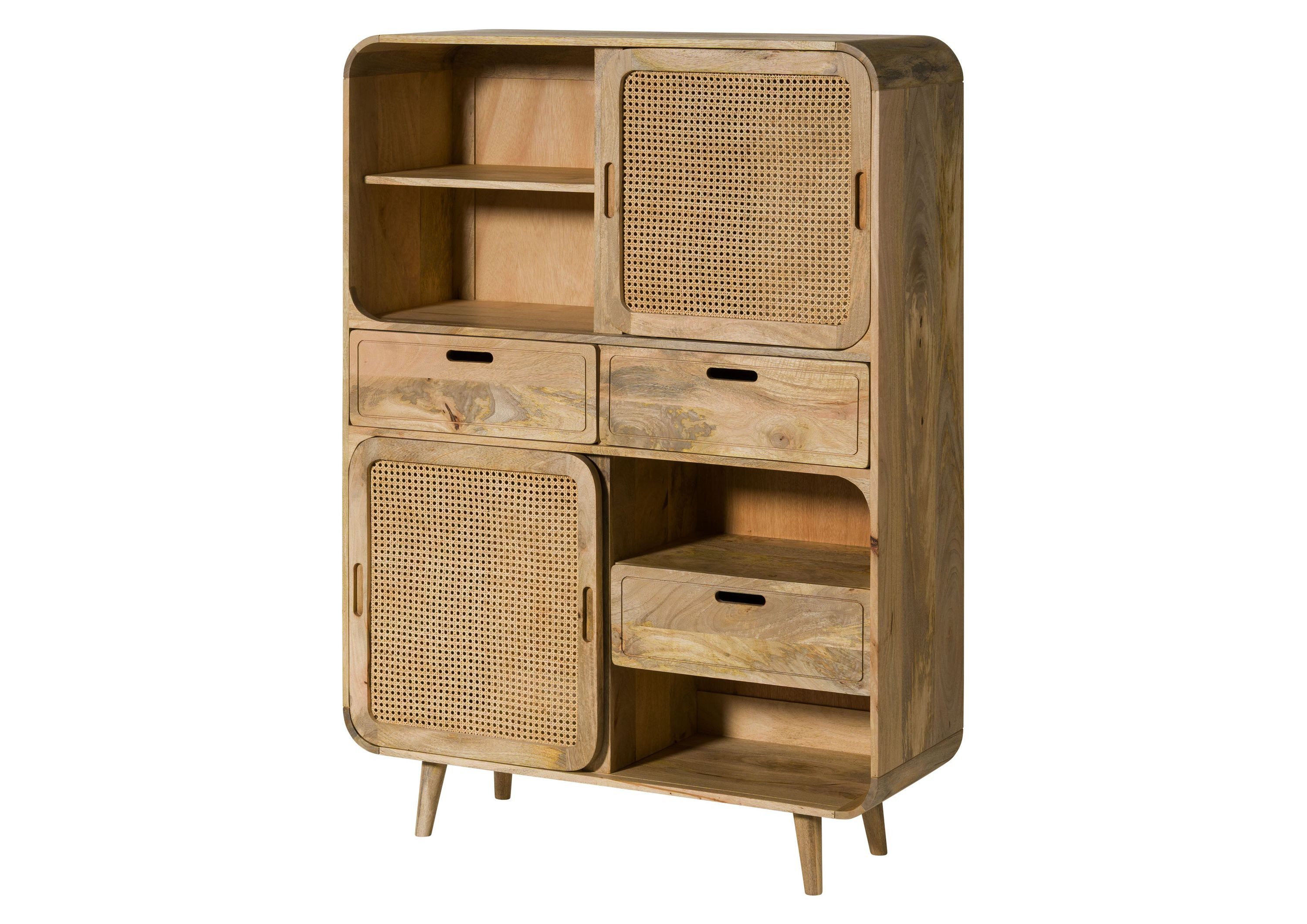 Massivmoebel24 Highboard VALENCIA (Massivholz), Mango 110x40x150 natur lackiert VALENCIA #110
