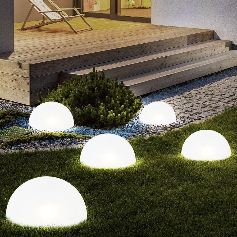 LED verbaut, Kugel LED Erspieß Halb Terrassen Lampen LED-Leuchtmittel etc-shop Warmweiß, Solar Steck fest Gartenleuchte, Set Garten 10er