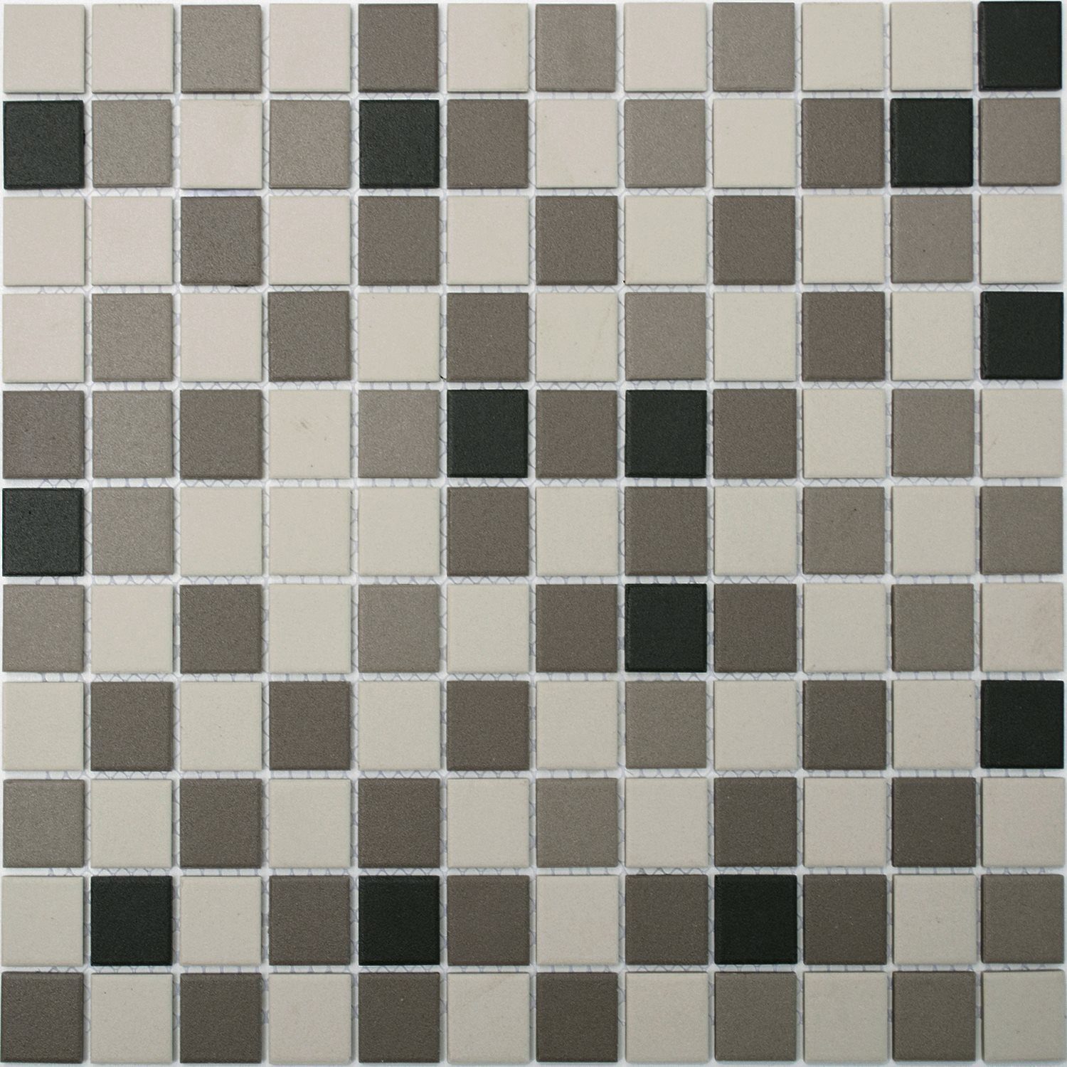 Mosafil Mosaikfliesen Keramikmosaik Miranda Rutschhemmend Grau Beige Unglasiert Q25, Keramik 32.600x30.000, schwarz-beige-grau, Verlegefertig auf ein Netz geklebt - Frostsicher - Wasserfest