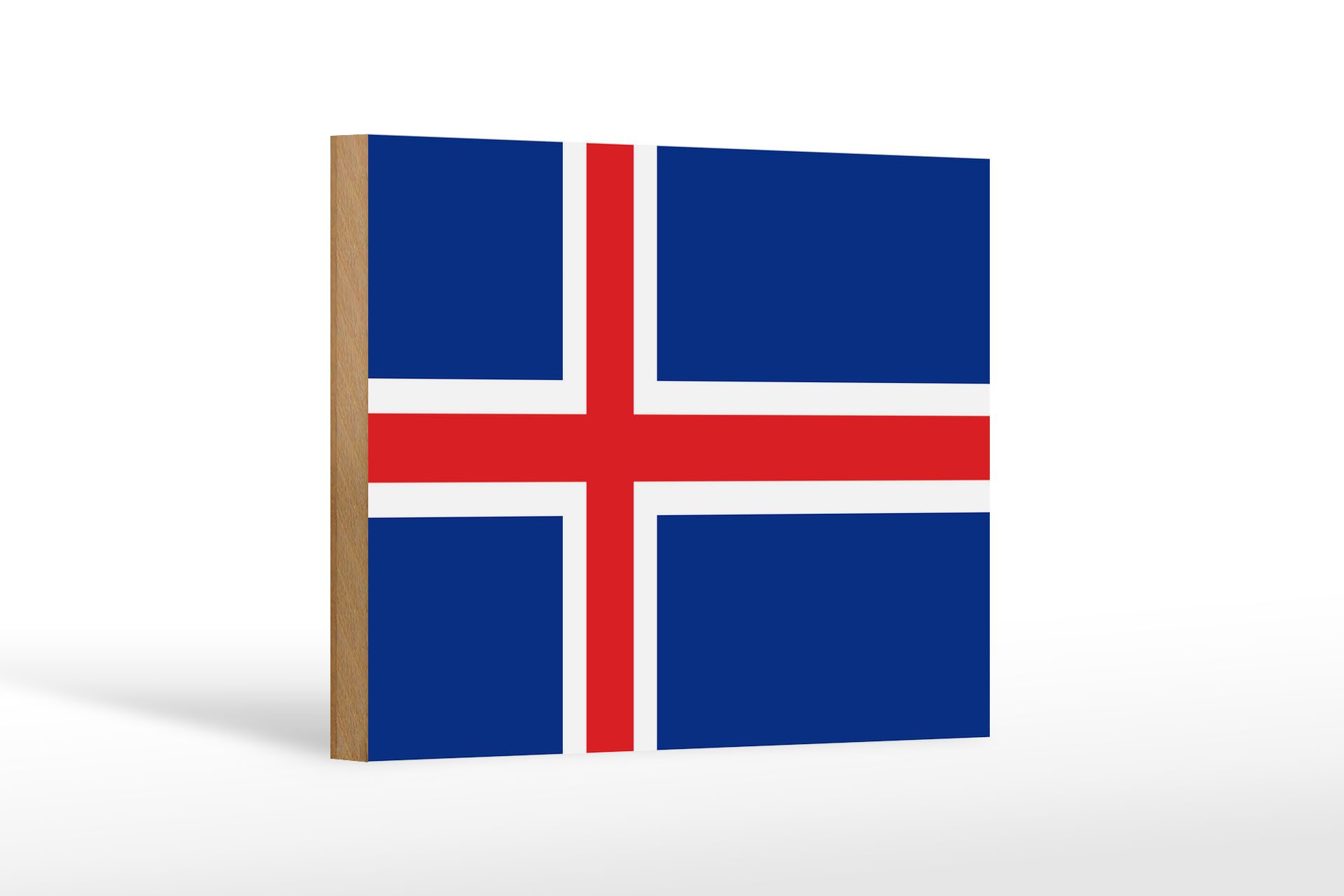Femer GmbH Holzbild Flagge Islands 18x12 cm Flag of Iceland, Flaggen (1 St), Glatte Holzfaserplatte (MDF), vorn beschichtet