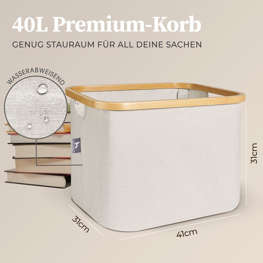 HENNEZ Aufbewahrungskorb 40l kompatibel für IKEA KALLAX Regal, Korb zur Holz Aufbewahrung klein Aufbewahrungsbox Regalkorb