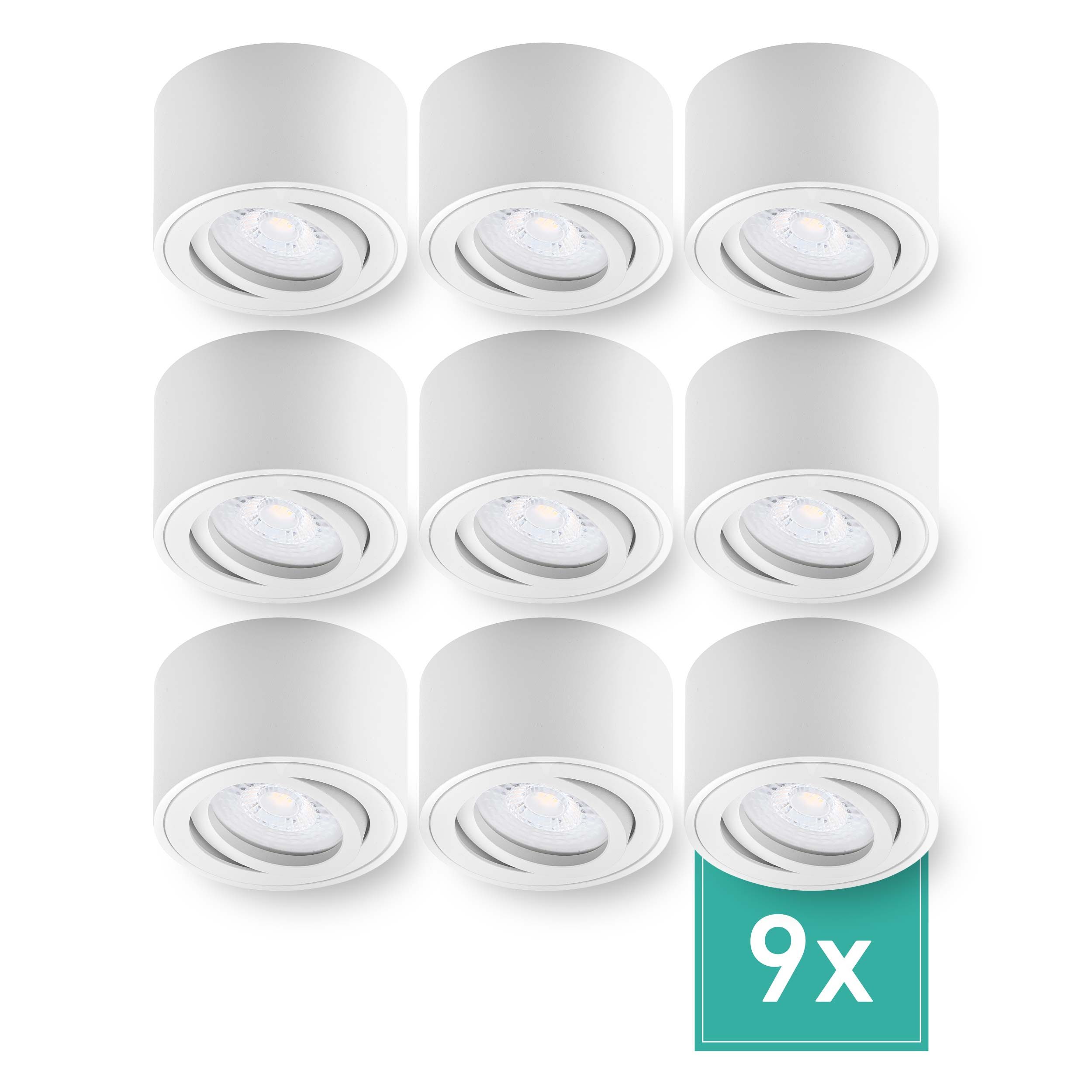 Oktaplex lighting LED Deckenstrahler Lile Aluminium Aufbaustrahler weiß dimmbar, inklusive Leuchtmittel, warmweiß, 2700K 370lm 4,9W Aufbauspot 230V