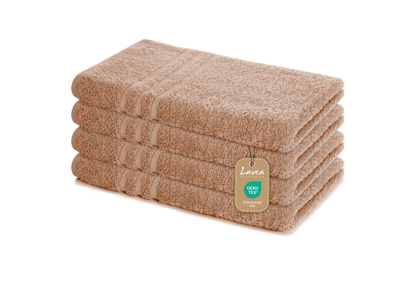 Lavea Handtuch Lavea® 4er Set Handtücher 50x100 cm, Elena Frottiererie, 100% Baumwolle (4er Set), 500 g/m² Frottier, weich & saugstark, pflegeleicht