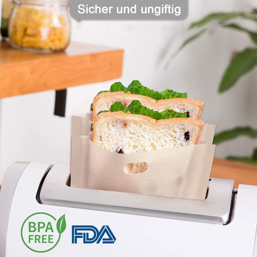 Toaster-Beutel 10 Stück – Wiederverwendbar, Antihaftbeschichtet, Hitzebeständig Bis 260°C, Für Grill & Backofen