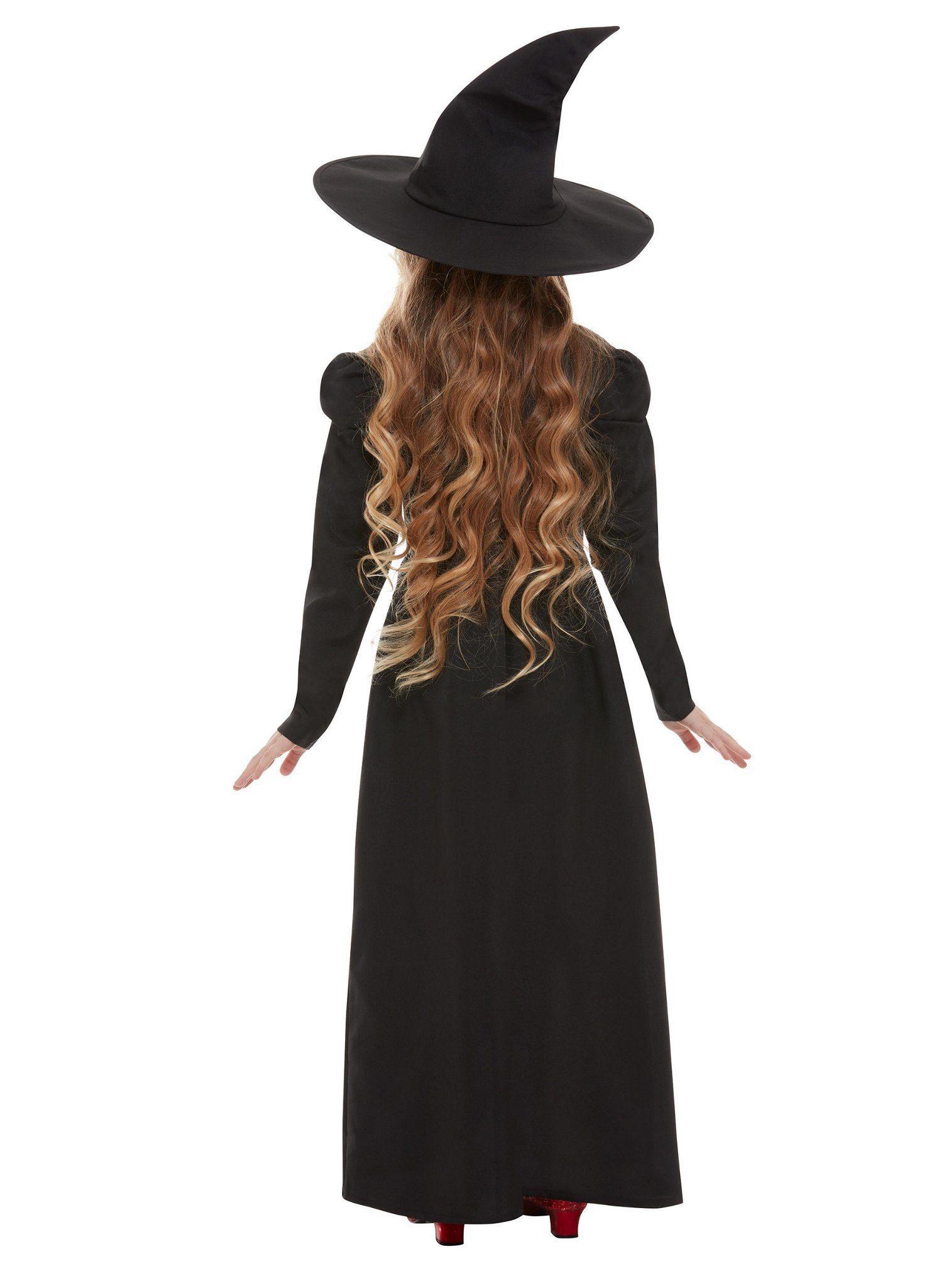Smiffys Hexen-Kostüm Wicked Witch - Hexen Halloween Kostüm Kinder, Klassisches schwarzes Hexenkostüm für Kinder