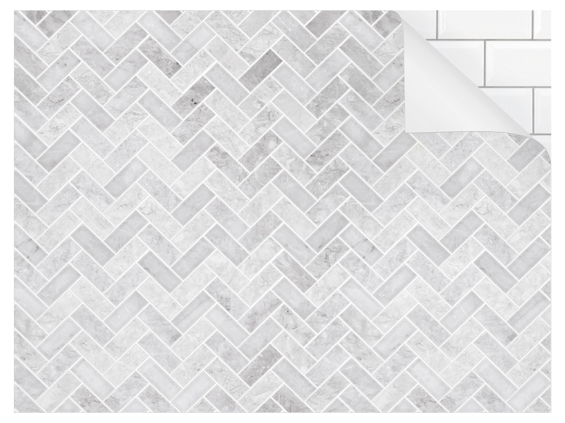 Bilderdepot24 Badrückwand grau fugenlose Wandverkleidung Bad Abstrakt, (Hartfolie matt » Selbstklebend SMART 0,35 mm), wasserfestes Wandpaneel Marmor Fischgräten Grau