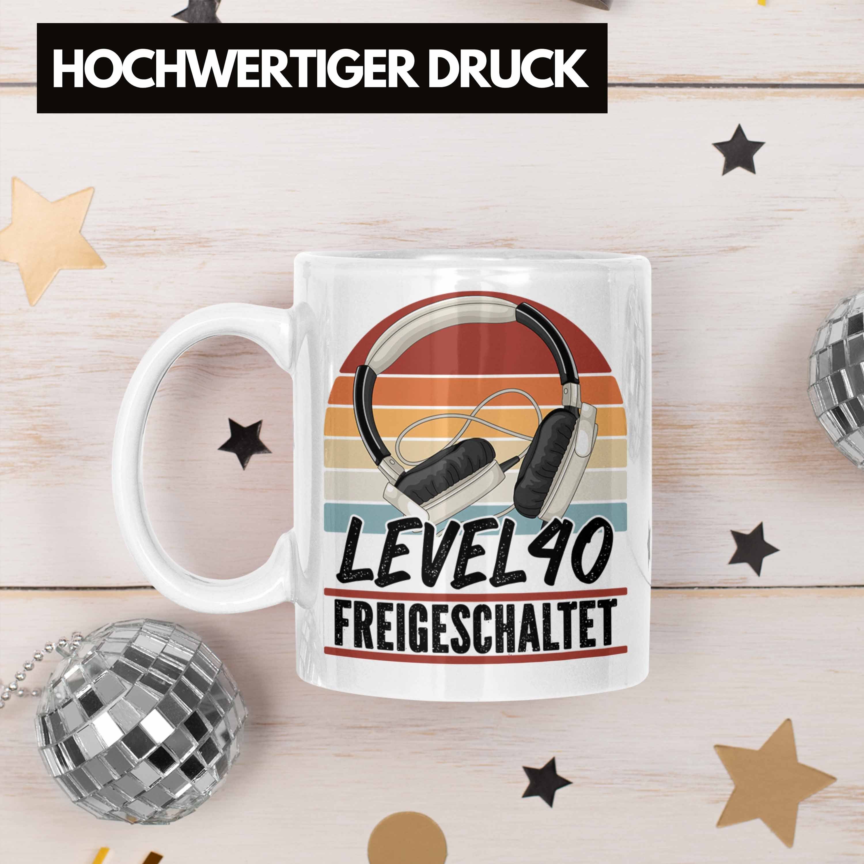 Trendation Tasse 40. Geburtstag Geschenk Gamer Kaffee-Becher Geburts Gaming Männer Weiss 40er