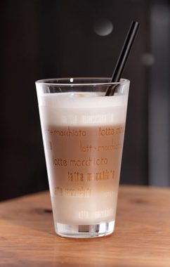 Ritzenhoff & Breker Latte-Macchiato-Glas Chicco, Glas, Schrift-Dekor, 4-teilig