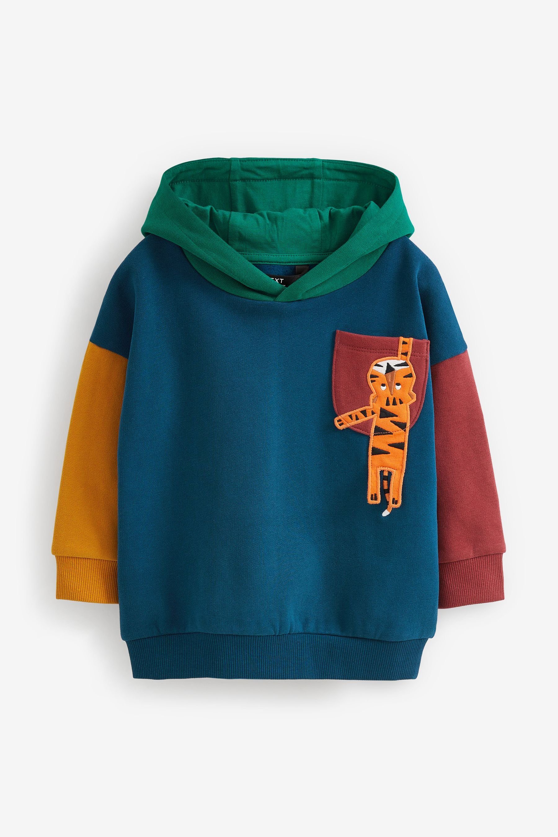 Next Kapuzensweatshirt Hoodie mit Farbblockdesign und Motiv (1-tlg) Navy Blue Tiger
